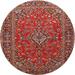 Ahgly Company Indoor Round Traditional Orange Salmon Pink Persian Area Rugs 3 Round