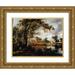 Meindert Hobbema 14x11 Gold Ornate Wood Frame and Double Matted Museum Art Print Titled - Wooded Landscape with a Water-Mill