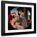 Lorenzo di Credi 20x20 Black Modern Framed Museum Art Print Titled - Madonna Adoring the Child with the Infant Saint John the Baptist and an Angel (Early 1490s)