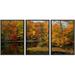 wall26 - 3 Piece Framed Canvas Wall Art - Colorful Autumn Reflections on This Pond in Allaire State Park in New Jersey. - Modern Home Art Stretched and Framed Canvas Ready to Hang - 24 x36