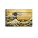 DecorArts - Canvas Prints Wall Art -The Great Wave off Kanagawa on Vintage wooden background .Giclee Print on Canvas for Wall Decor. 36x24