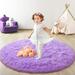 Arogan Luxury Round Fluffy Area Rugs for Bedroom Kids Girls Room Nursery Super Soft Circle Rug Cute Shaggy Carpet for Children Living Room 6x6 Feet Purple