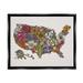 Stupell Industries United States Country Map Detailed Botanical State Flowers Graphic Art Jet Black Floating Framed Canvas Print Wall Art Design by Valentina Harper