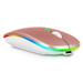 2.4GHz & Bluetooth Mouse Rechargeable Wireless Mouse for Microsoft Surface Duo Bluetooth Wireless Mouse for Laptop / PC / Mac / Computer / Tablet / Android RGB LED Rose Gold