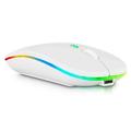 2.4GHz & Bluetooth Mouse Rechargeable Wireless Mouse for Xiaomi Mi 10 Youth 5G Bluetooth Wireless Mouse for Laptop / PC / Mac / Computer / Tablet / Android RGB LED Pure White