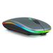2.4GHz & Bluetooth Mouse Rechargeable Wireless Mouse for T-Mobile REVVL V+ 5G Bluetooth Wireless Mouse for Laptop / PC / Mac / Computer / Tablet / Android RGB LED Titanium