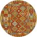 Ahgly Company Machine Washable Indoor Round Contemporary Caramel Brown Area Rugs 8 Round