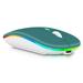 2.4GHz & Bluetooth Mouse Rechargeable Wireless Mouse for TCL NxtPaper 10s Bluetooth Wireless Mouse for Laptop / PC / Mac / Computer / Tablet / Android RGB LED Deep Green