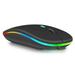 2.4GHz & Bluetooth Mouse Rechargeable Wireless Mouse for Lenovo K12 Pro Bluetooth Wireless Mouse for Laptop / PC / Mac / Computer / Tablet / Android RGB LED Onyx Black