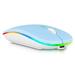 2.4GHz & Bluetooth Mouse Rechargeable Wireless Mouse for TCL NxtPaper 10s Bluetooth Wireless Mouse for Laptop / PC / Mac / Computer / Tablet / Android RGB LED Sky Blue
