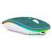 2.4GHz & Bluetooth Mouse Rechargeable Wireless Mouse for Lava Z6 Bluetooth Wireless Mouse for Laptop / PC / Mac / Computer / Tablet / Android RGB LED Deep Green