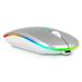 2.4GHz & Bluetooth Mouse Rechargeable Wireless Mouse for Oppo Find N Bluetooth Wireless Mouse for Laptop / PC / Mac / Computer / Tablet / Android RGB LED Silver