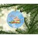 The Holiday Aisle® Merry Christmas Cockapoo Ornament Ceramic/Porcelain in Blue/Red/Yellow | 2.8 H x 2.8 W x 0.15 D in | Wayfair