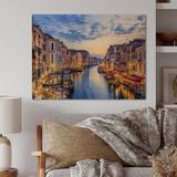 Millwood Pines Grand Canal Panorama - Traditional Wood Wall Art Decor - Natural Pine Wood in Blue/Brown/Red | 8 H x 12 W x 1 D in | Wayfair