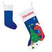 The Holiday Aisle® Clifford Christmas Tree Christmas Stocking Polyester in Blue/Red/White | 11 H x 17 W in | Wayfair