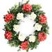 The Holiday Aisle® 19.812" Floral Wreath in Green/Orange/White | 5.1 H x 19.812 W x 19.812 D in | Wayfair 3A60C8C0E2C34165A64B481233C2965E