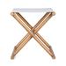 Joss & Main Benagil Striped Canvas Folding Accent Stool Wood/Upholstered/Cotton in White/Blue/Brown | 20 H x 19 W x 18 D in | Wayfair