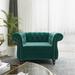 Chesterfield Chair - House of Hampton® Ebinum 40" Wide Tufted Chesterfield Chair Velvet/Fabric in Green, Size 27.0 H x 40.0 W x 32.0 D in | Wayfair