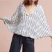 Anthropologie Tops | Anthro Postmark Batman Wing V Neckline Blue White Blouse Top Shirt Xsmall | Color: Blue/White | Size: Xs