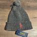 Polo By Ralph Lauren Accessories | Authentic Polo Ralph Lauren Mens Wool Blend Pom Hat Charcoal/Wine Big Pony Nwt | Color: Gray | Size: One Size