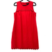 J. Crew Dresses | J. Crew Womens 8 Red Grommet Shift Dress Scalloped Sleeveless Stretch Lined Midi | Color: Red | Size: 8