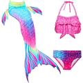 QWERTYUI Children's Swimwear Bikini, 3-piece Mermaid Swimsuit, Beach Suit, Children's Swimsuit, Hot Spring Swimsuit Beautiful clothing,Pink-110