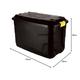 STORM TRADING GROUP Storage Container Boxes Black Trunks With Lids Heavy Duty Large Wheels Yellow Handles Great for Garden, Indoor & Outdoor (42 Litre (No Wheels), 2 Storage Boxes)