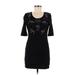 H&M Cocktail Dress - Bodycon Scoop Neck Short sleeves: Black Print Dresses - Women's Size 8