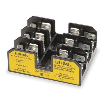 EATON BUSSMANN BG3023SQ Open Fuse Block, G UL Class, 3 Poles, 20 A Amp Range,