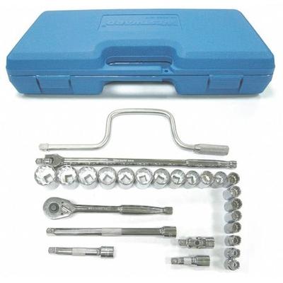 WESTWARD 4LXA6 1/2" Drive Socket Wrench Set SAE 26 Pieces 3/8 in to 1 1/4 in ,
