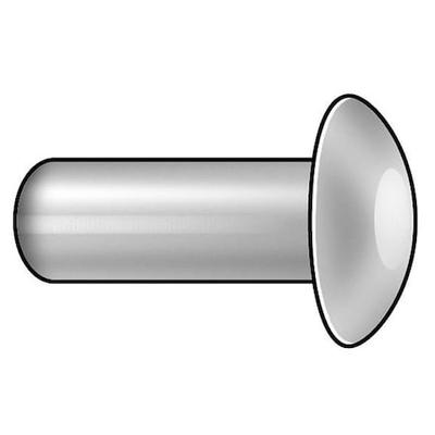 ZORO SELECT TAC1616.1-50 Semi-Tubular Rivet, Oval Head, 1/4 in Dia., 1/2 in L,