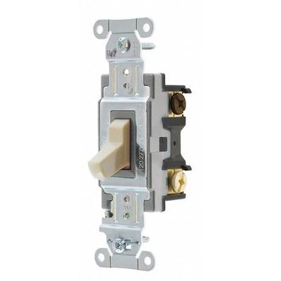 HUBBELL WIRING DEVICE-KELLEMS CSB320I Wall Switch,20A,Ivory,1 HP,3-Way Switch
