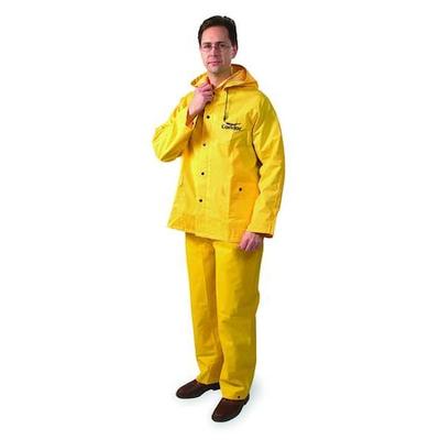 CONDOR 1FBB5 3 Piece Rainsuit w/Detach Hood,Yellow,4XL