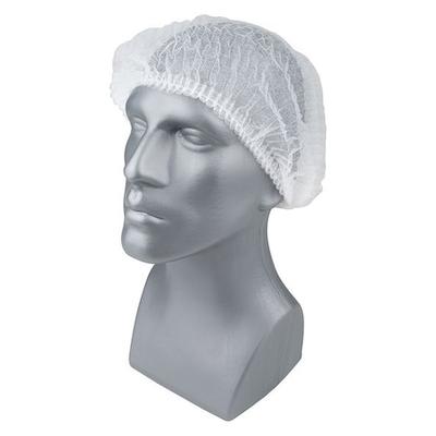 CONDOR 23KX19 Bouffant Cap, Polypropylene, 24 in Dia., White, L, 100 PK
