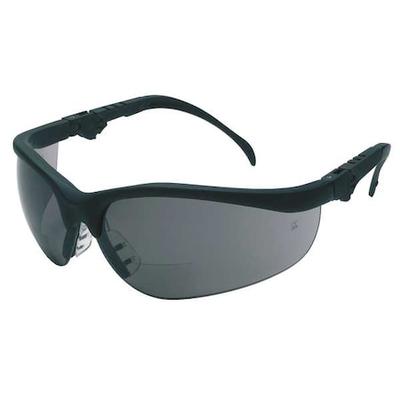 MCR SAFETY K3H25G KD3 Bifocal Safety Reading Glasses, Black Wraparound Frame,