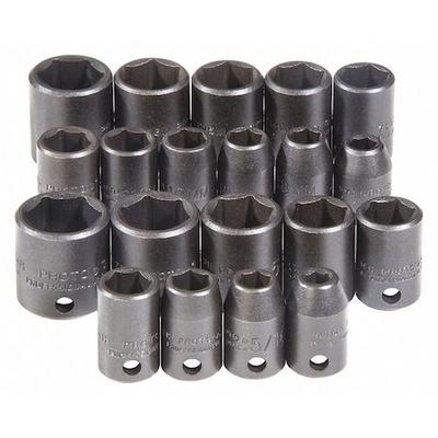 PROTO J72220 3/8" Drive Impact Socket Set, SAE, Metric, 20 pcs