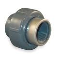 ZORO SELECT 8059-010SR PVC, Stainless Steel Union, Socket x FNPT, 1 in Pipe Size