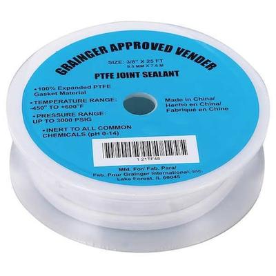 ZORO SELECT 21TF48 PTFE Joint Sealant,3/8 x 25 Ft