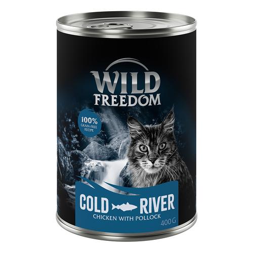 10 € Cyber-Rabatt erbeuten! 24 x 400 g Wild Freedom Nassfutter - Cold River - Seelachs & Huhn