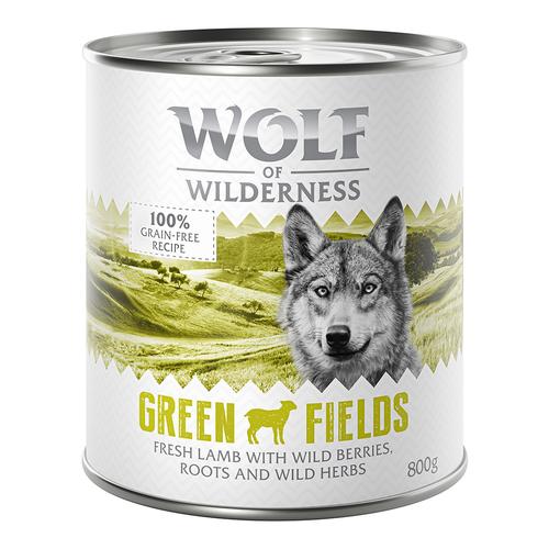 24 x 800g Adult Green Fields Lamm Wolf of Wilderness Hundefutter nass