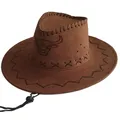 Chapeau de Cowboy en daim pour hommes et femmes chapeau de Cowboy occidental imprimé de dessin