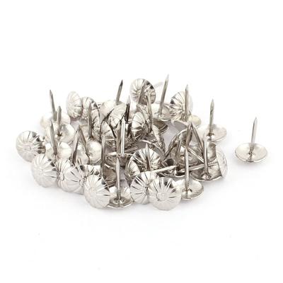 7/16-inch Dia Chrysanthemum Nail Pushpin Upholstery Thumb Tack Silver Tone 50pcs - Silver Tone