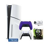 PlayStation 5 Disc Edition Call of Duty Modern Warfare II Bundle with Two Controllers White and Galactic Purple DualSense and Mytrix Dual Controller Charger