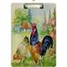 FMSHPON Vintage Farm Bird Rooster Flowers Clipboard Hardboard Wood Nursing Clip Board and Pull for Standard A4 Letter 13x9 inches