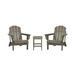 3-Piece Outdoor Patio Adirondack Chairs with Side Table Set Weathered Wood