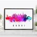 Pera Print Dubai Skyline United Arab Emirates Poster Dubai Cityscape Painting Dubai United Arab Emirates Poster Cityscape and Landmark Print Home Wall Art Office Wall Decor - 16x20 Inches