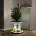 Gama Sonic Illuminated Plant Stand for Outdoor Solar Power White Base for Exterior Potted Plants Entryway Pathway Landscape Planter Lighting (77i50265)