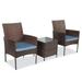 Layla 3 Piece Patio Rattan Bistro Furniture Set - 2 Durable & Stylish Chairs With a Squire Tea Table - Grey