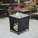 Outdoor Side Table with Storage Patio Wicker End Table All Weather Black Rattan Table with Tempered Glass Top Small Square Side Table for Backyard Beach Garden Poolside D7033