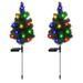 Solar Christmas Tree Lights Garden Outdoor Waterproof Solar Yard Decoration Light Solar Stake Decor Lights Solar Xmas Decorative Multi-Color Lights for Patio Lawn Pathway 2 Pack